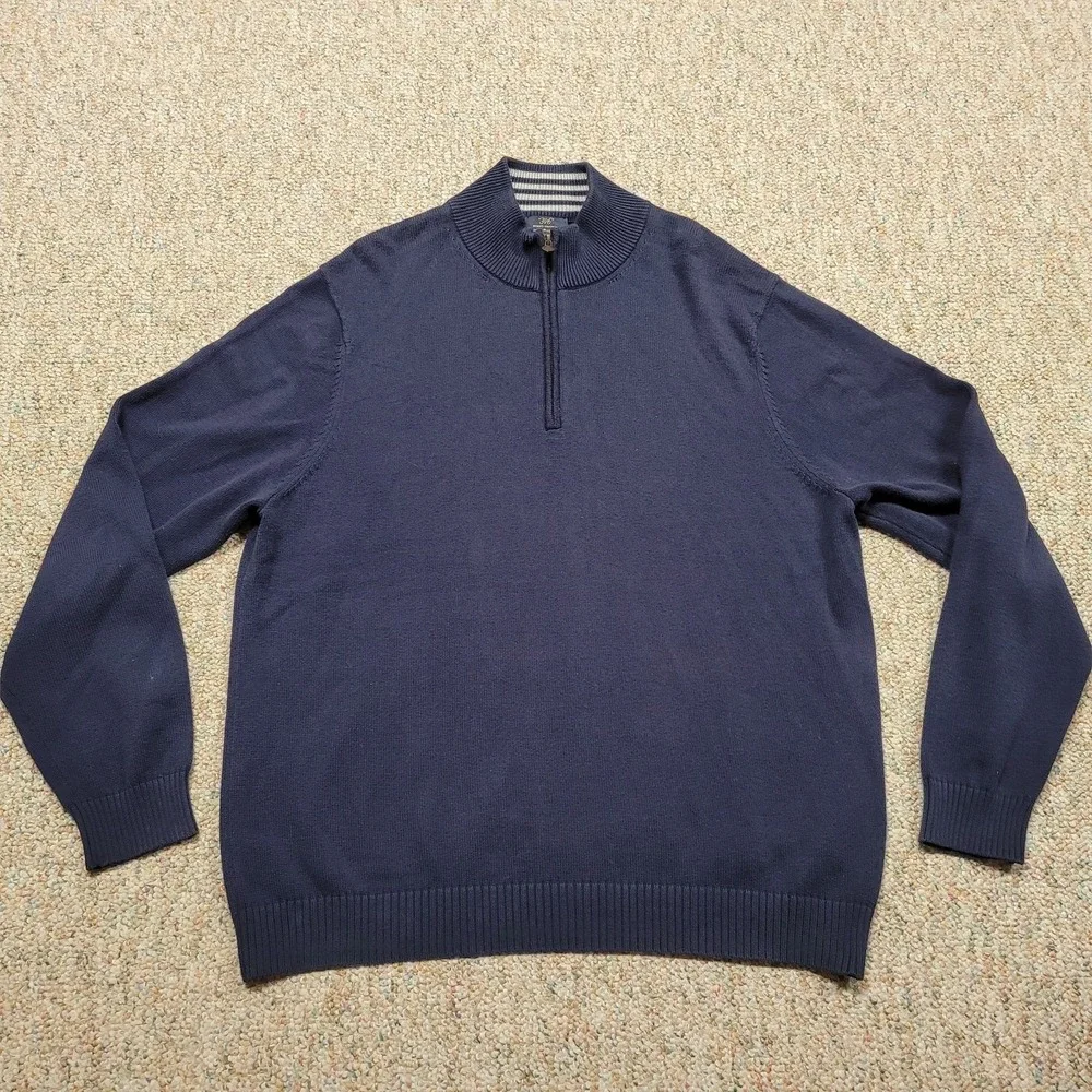 Brooks Brothers Sweater Mens XL Blue Quarter Zip Mock Neck‎ Supima Cotton 346